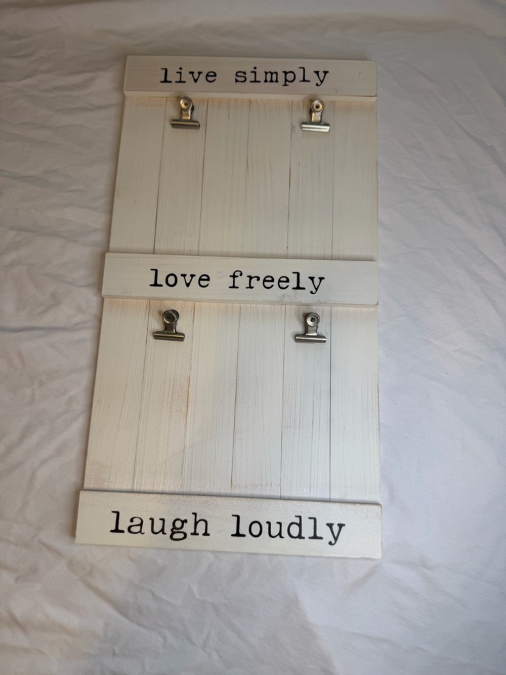 Sheffield Home White Wooden Inspirational Photo Clip Wall Sign